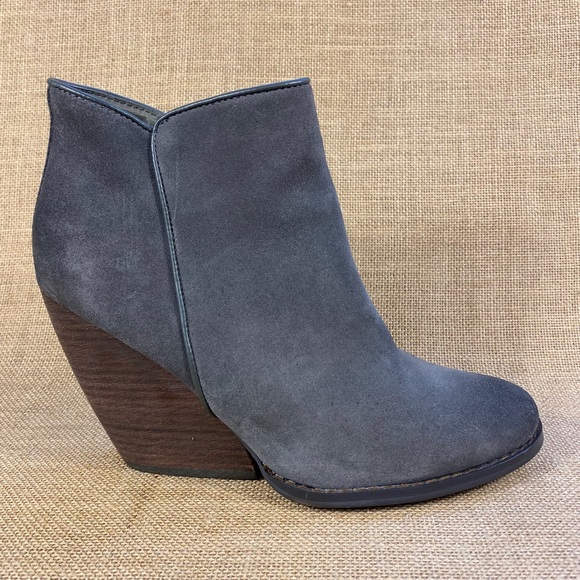 Grey booties wedges ankle boots leather suede zipper women’s 8 - Picture 6 of 12